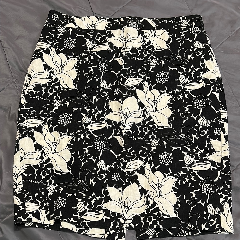J. Crew Black and White Mini Pencil Skirt for Work